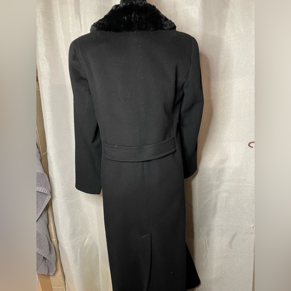 VTG Calvin Klein Made in USA, Runway 100% Merino wool fur collar Coat Size USA 6 - Picture 2 of 13